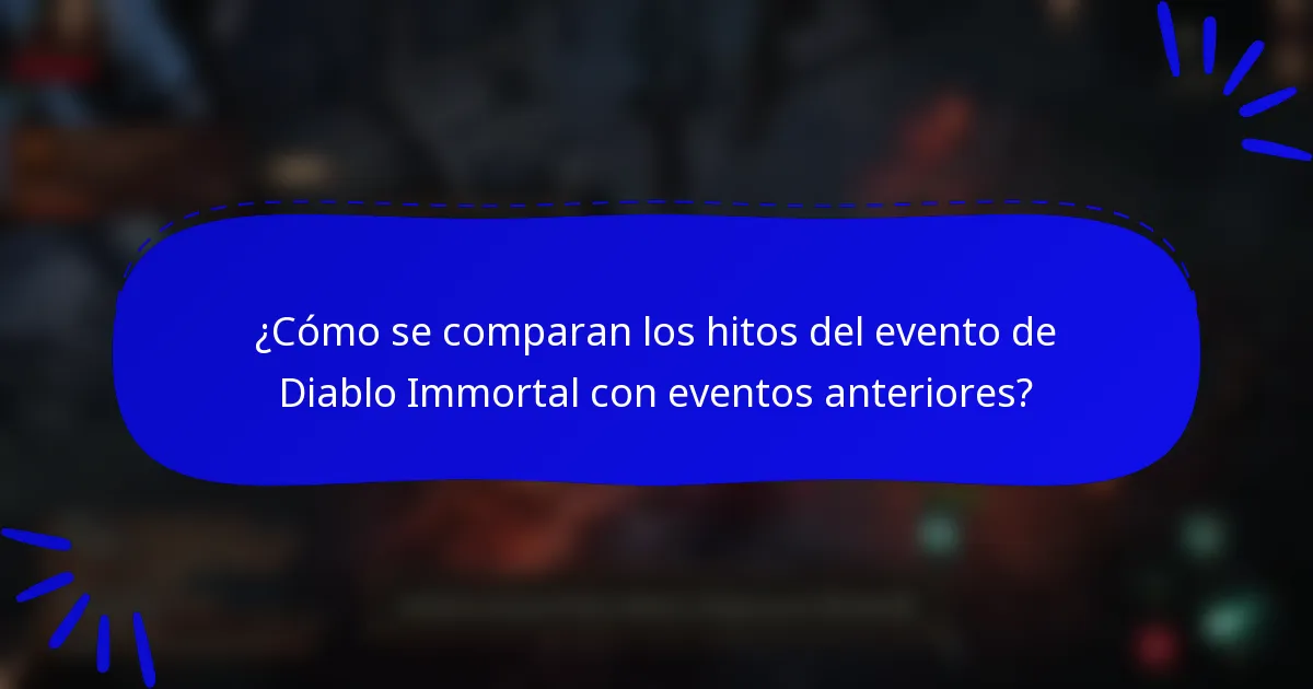 ¿Cómo se comparan los hitos del evento de Diablo Immortal con eventos anteriores?