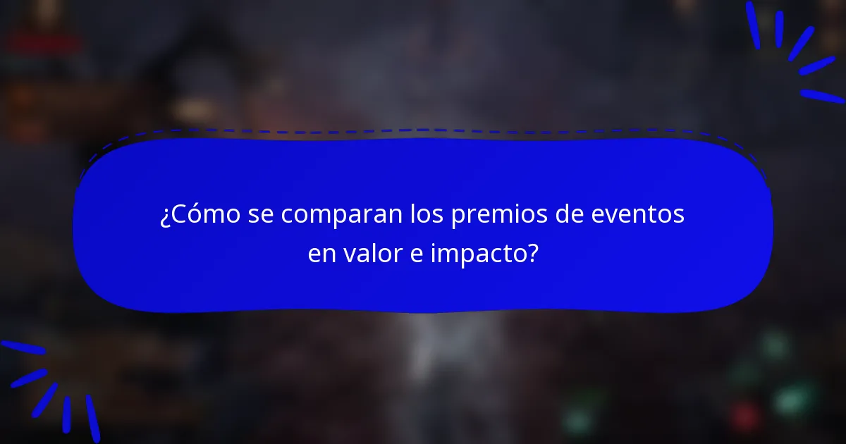 ¿Cómo se comparan los premios de eventos en valor e impacto?