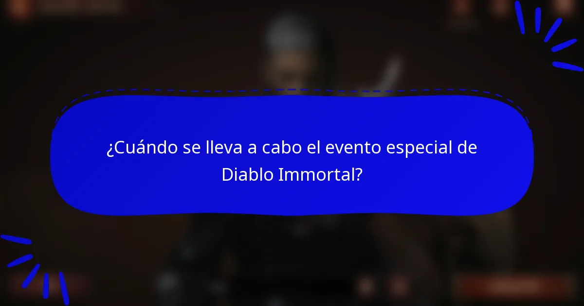 ¿Cuándo se lleva a cabo el evento especial de Diablo Immortal?